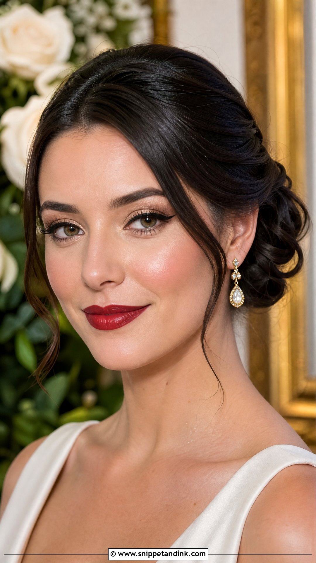 Gold And Red Lip Wedding Makeup - Snippet and Ink - 20 Gold Wedding Makeup Ideas