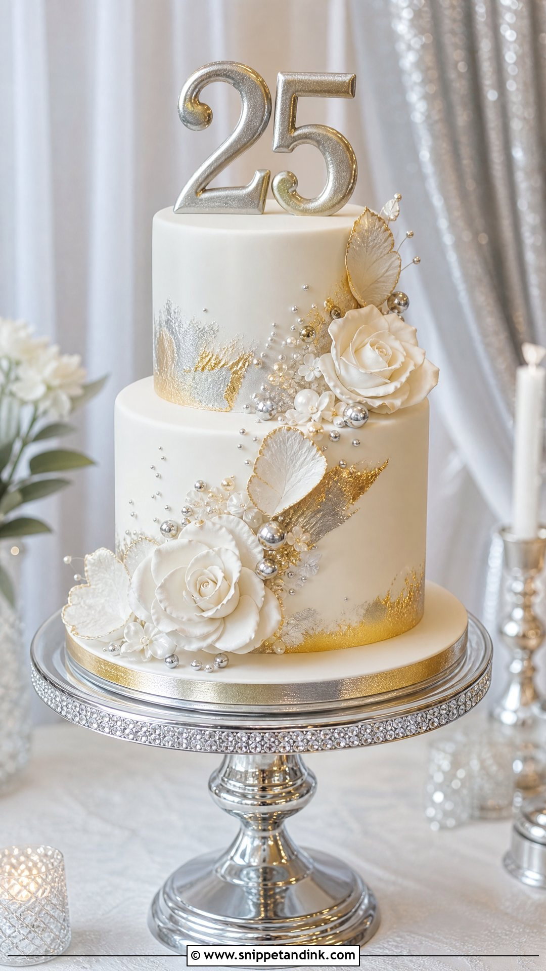 Gold And Silver 25th Anniversary Cake - Snippet and Ink - 25 25th Anniversary Cake Ideas