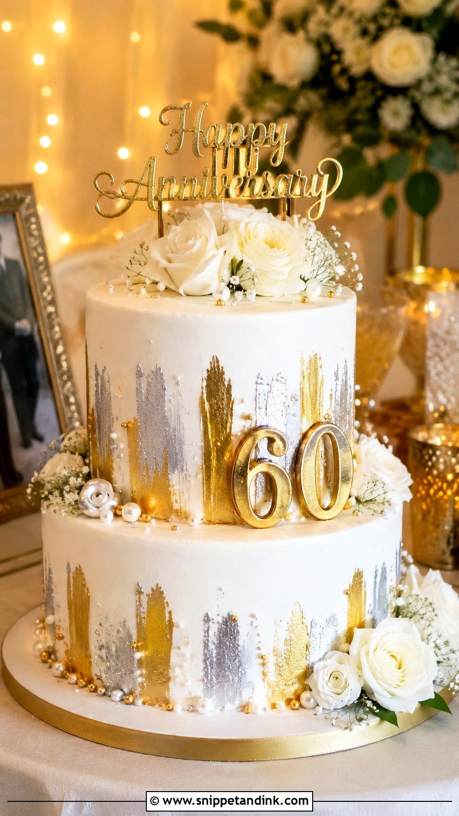Gold And Silver Anniversary Cake - Snippet and Ink - 20 60th Wedding Anniversary Cake Ideas