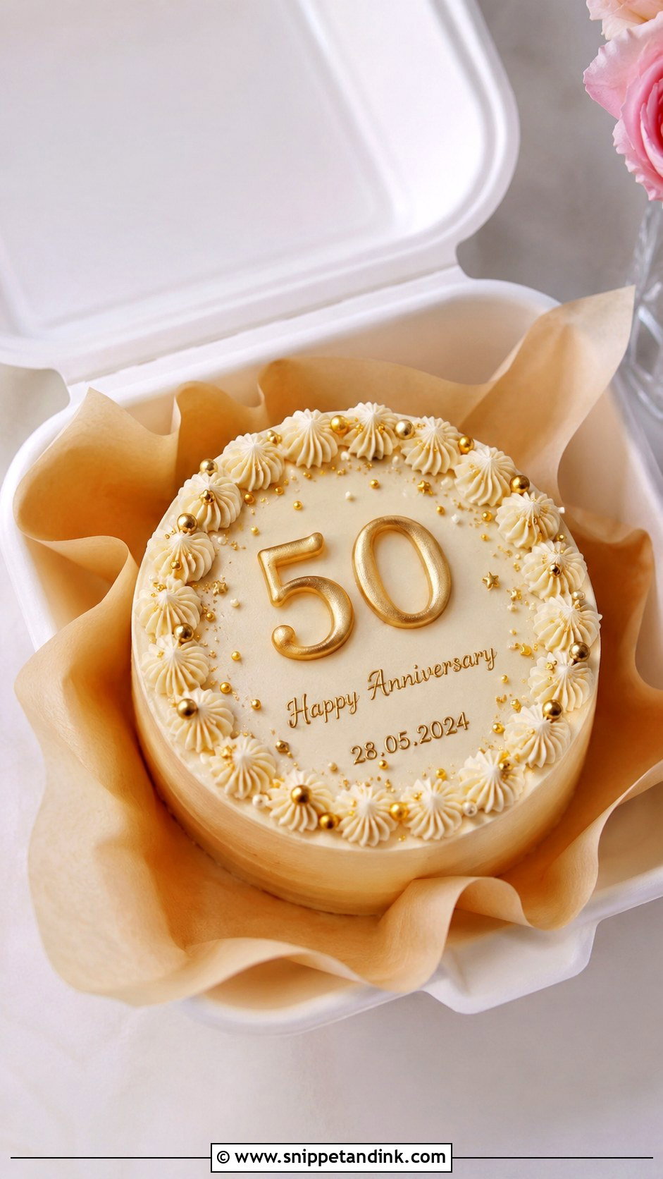 Gold Anniversary Bento Cake - Snippet and Ink - 20 Anniversary Bento Cake Ideas