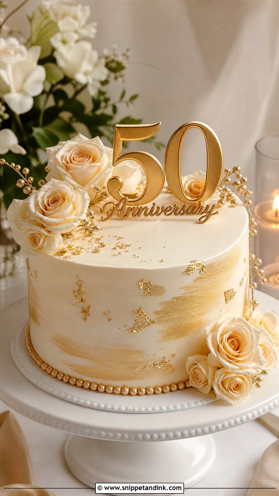 Gold Anniversary Cake - Snippet and Ink - 30 Anniversary Cake Aesthetic Ideas