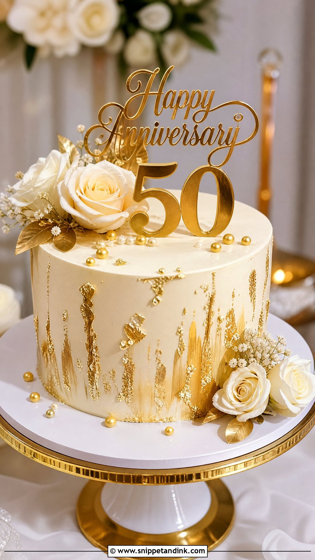 Gold Anniversary Cake - Snippet and Ink - 30 Couple Anniversary Cake Ideas