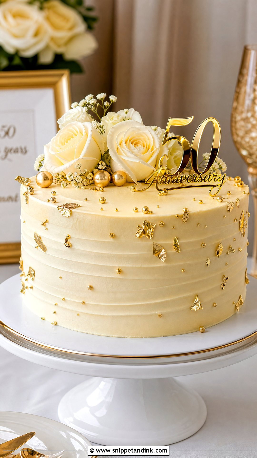 Gold Anniversary Cake - Snippet and Ink - 30 Cute Anniversary Cake Ideas