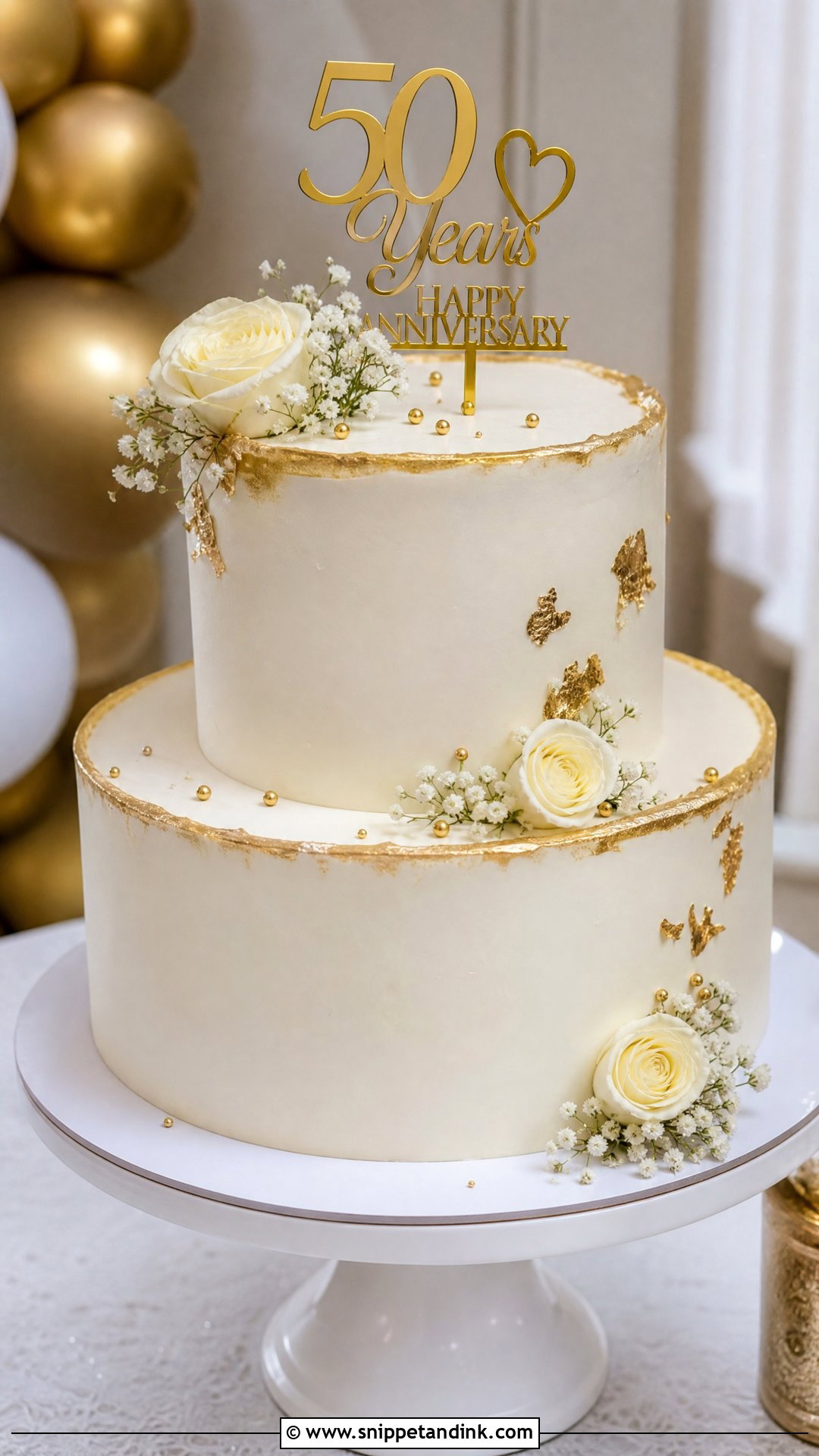 Gold Anniversary Cake - Snippet and Ink - 30 Marriage Anniversary Cake Ideas