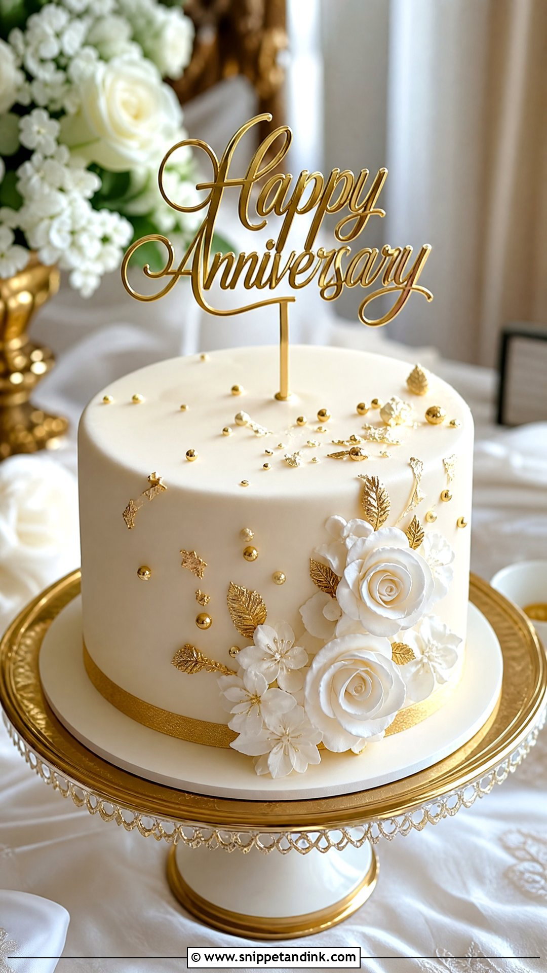 Gold Anniversary Cake - Snippet and Ink - 35 Happy Anniversary Cakes