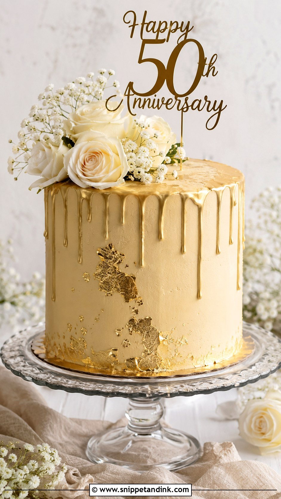 Gold Anniversary Cake - Snippet and Ink - 20 Anniversary Couple Cake Design Ideas