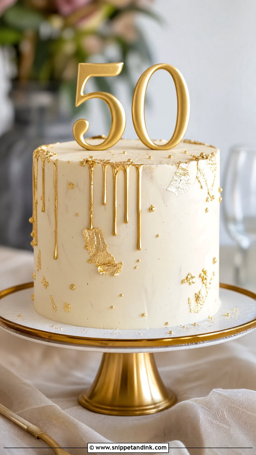Gold Anniversary Cake - Snippet and Ink - 20 Simple Wedding Anniversary Cake Ideas