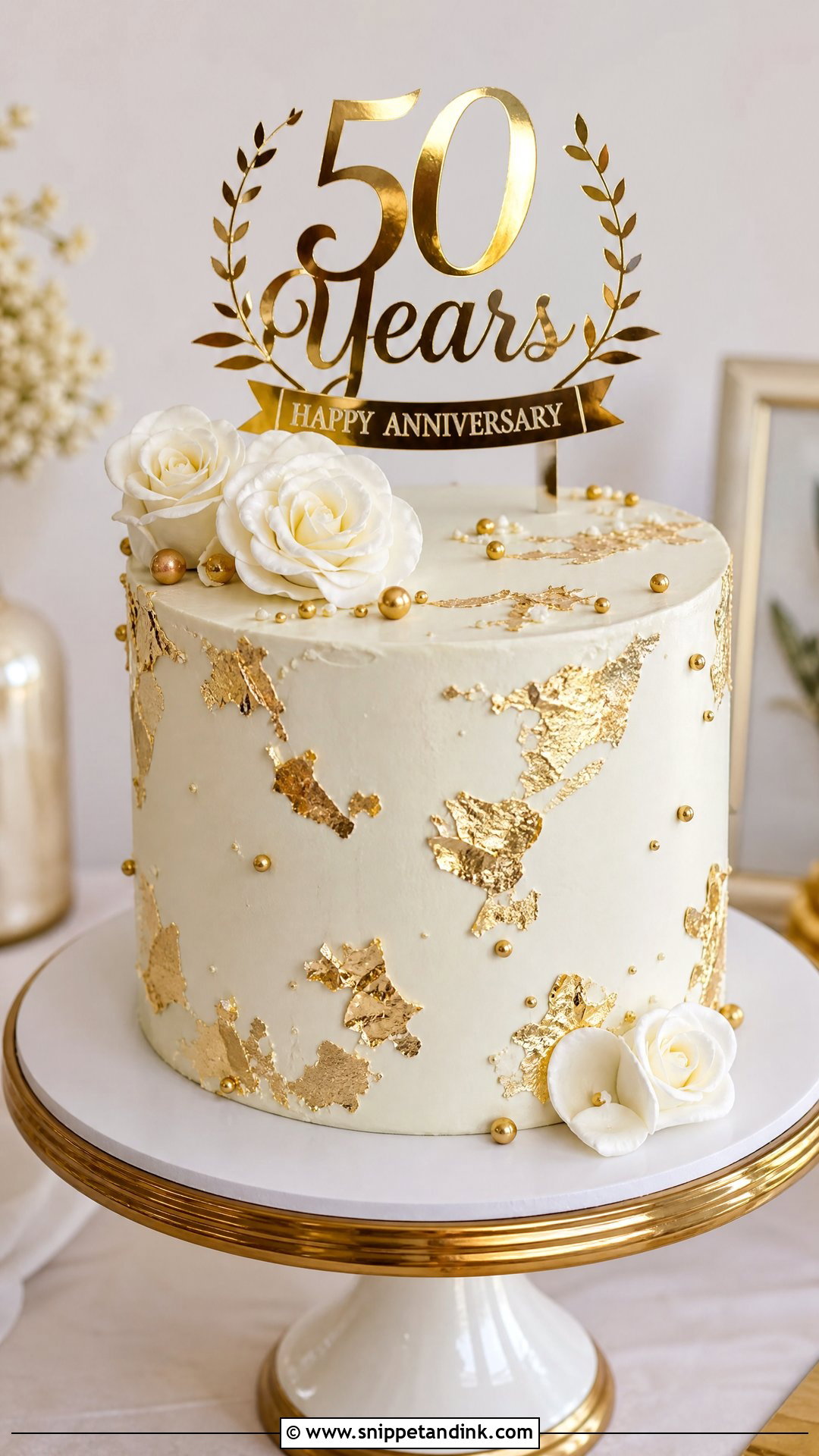 Gold Anniversary Cake - Snippet and Ink - 25 Happy Wedding Anniversary Cake Ideas