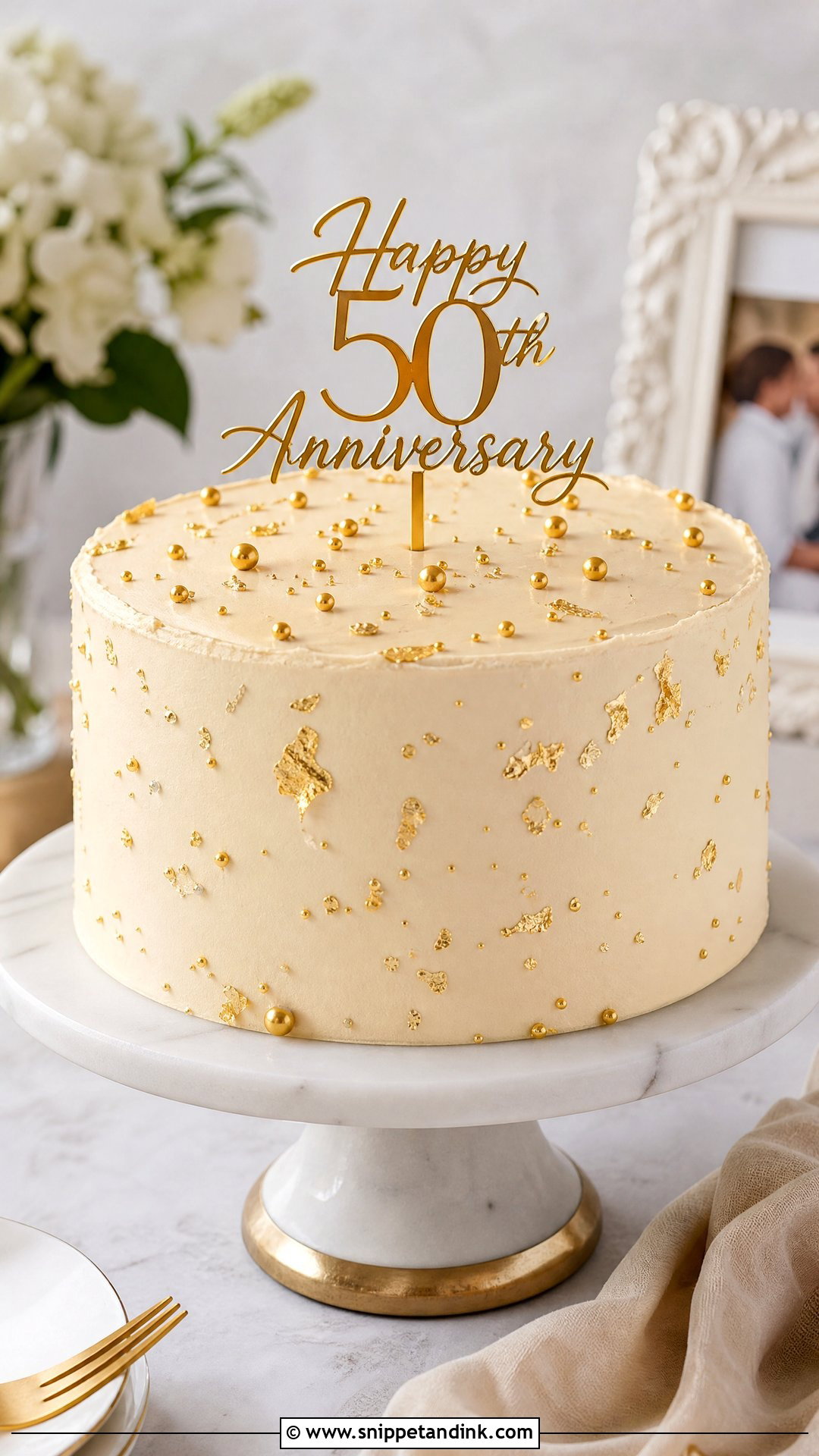 Gold Anniversary Cake - Snippet and Ink - 25 Simple Anniversary Cake Ideas