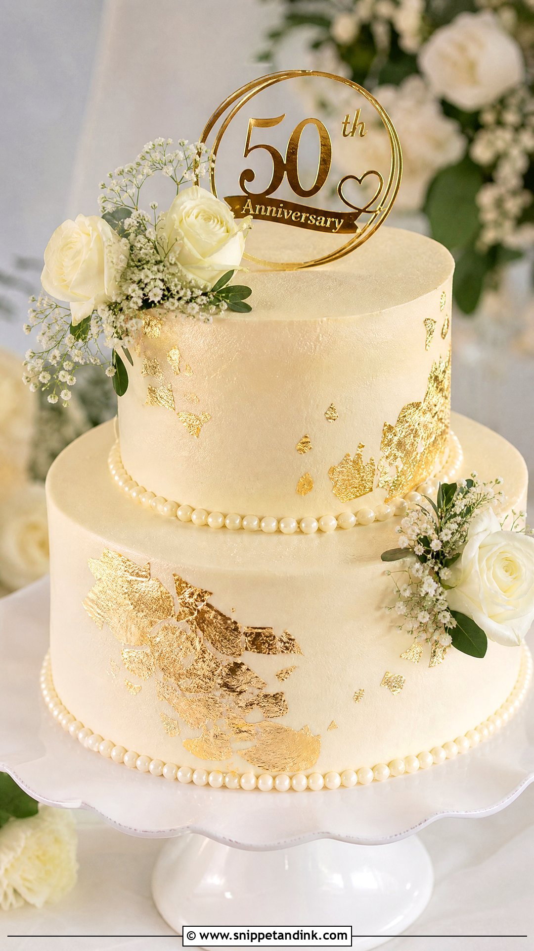 Gold Anniversary Cake - Snippet and Ink - 25 Unique Wedding Anniversary Cake Ideas