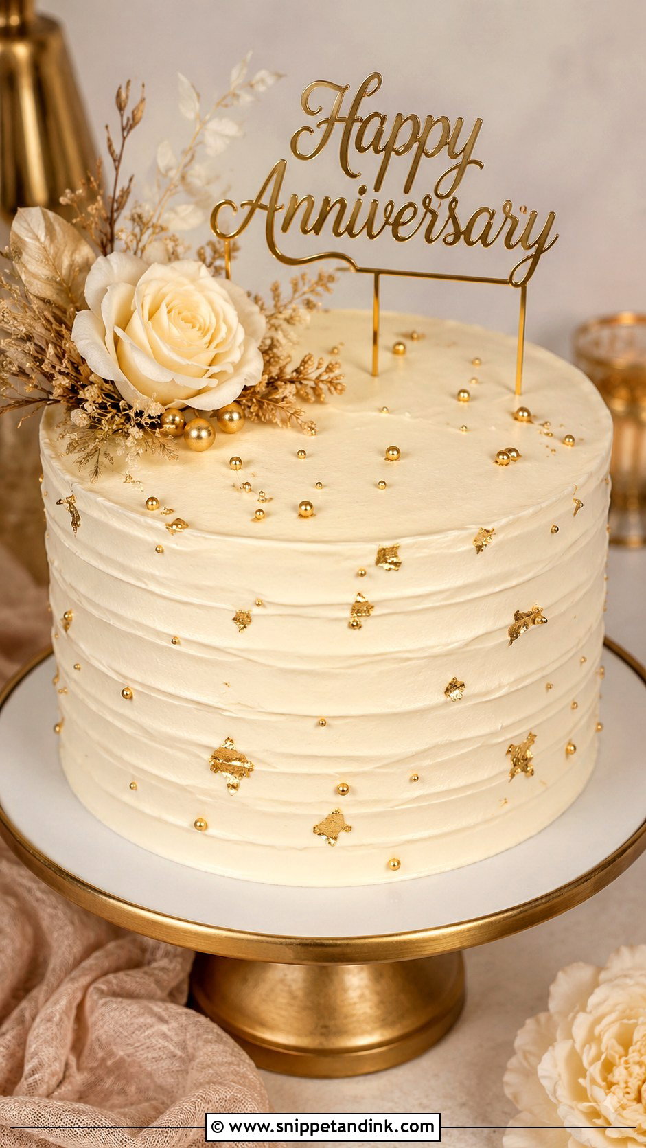 Gold Anniversary Cake - Snippet and Ink - 20 Aesthetic Anniversary Cake Designs