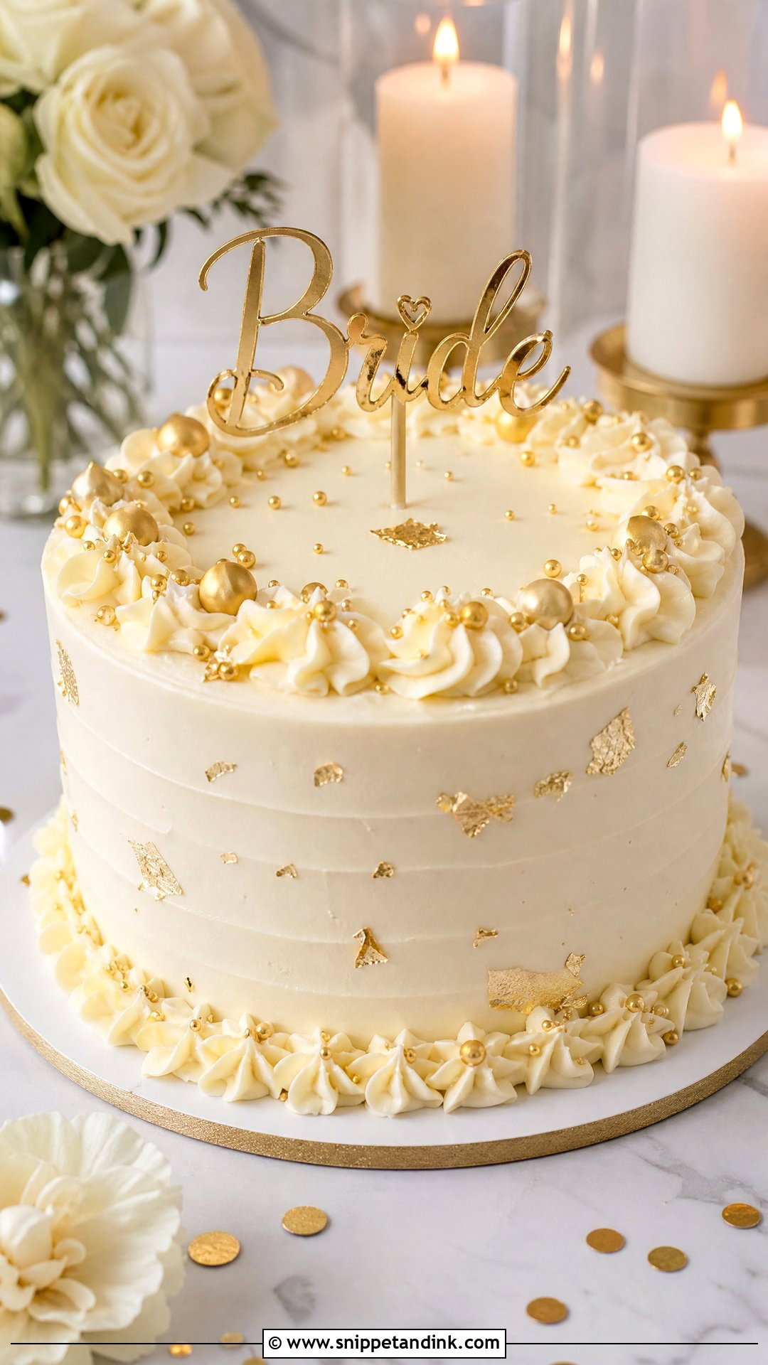 Gold Bachelorette Cake - Snippet and Ink - 25 Bachelorette Cake Ideas for Wedding