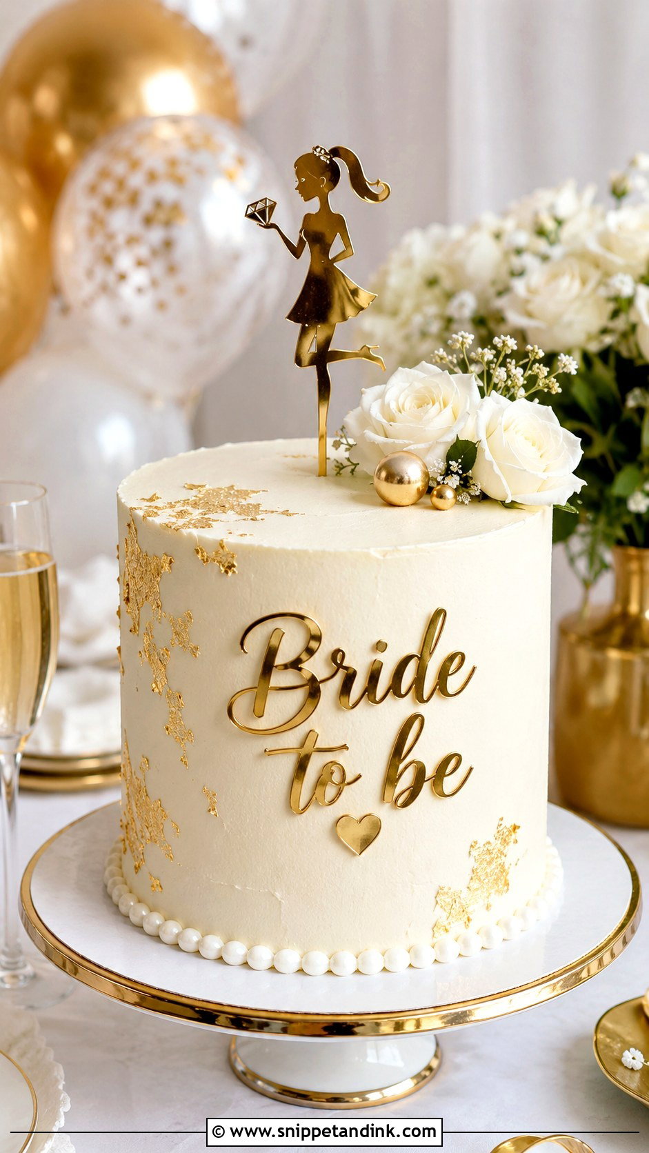 Gold Bachelorette Cake - Snippet and Ink - 20 Bachelorette Cake for Bride