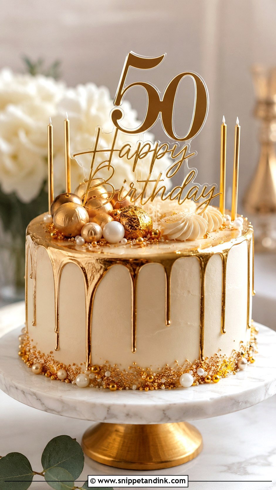 Gold Birthday Anniversary Cake - Snippet and Ink - 20 Anniversary and Birthday Cake Combined Ideas