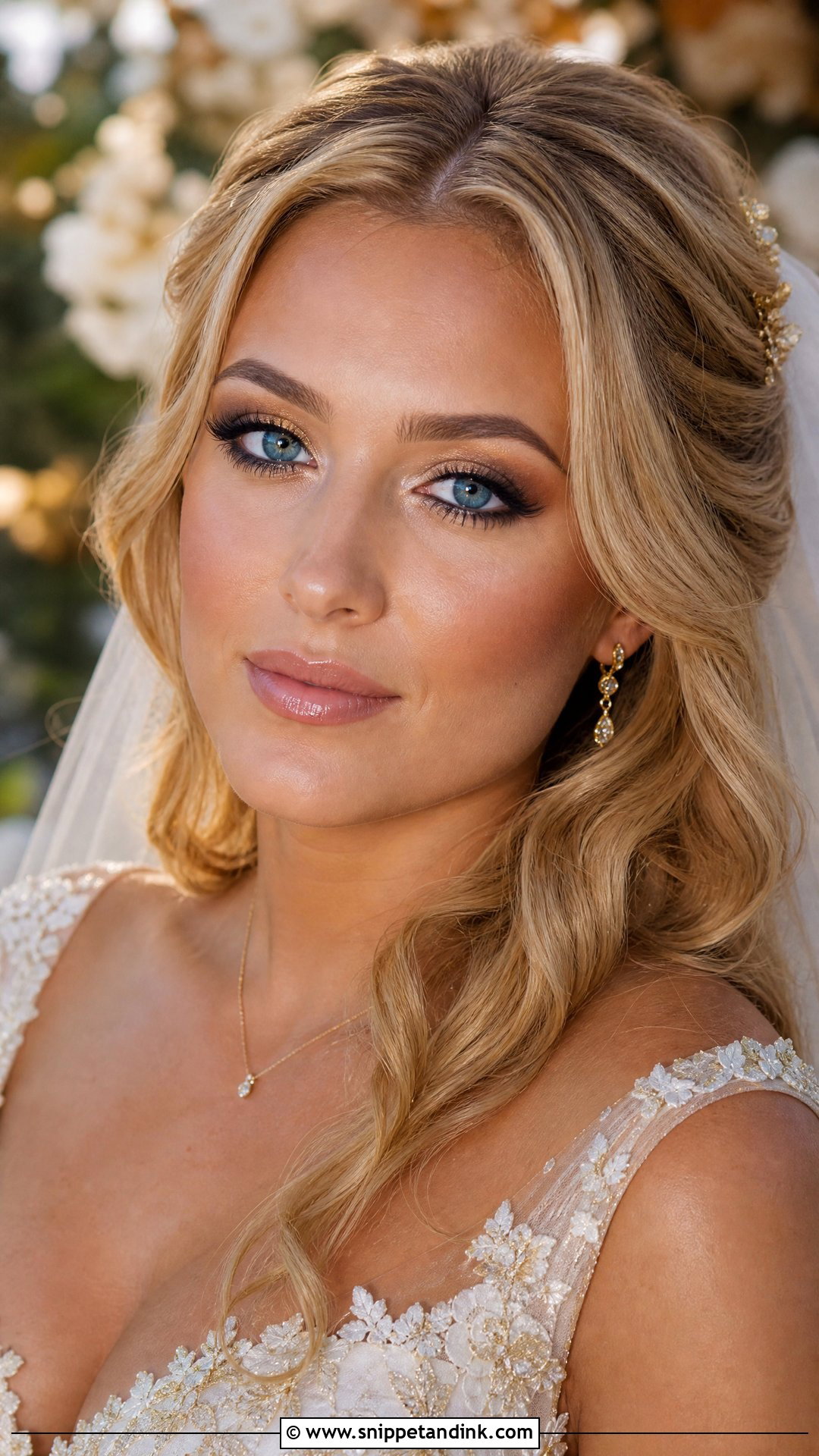 Gold Blue Eye Wedding Makeup - Snippet and Ink - 20 Blue Eye Wedding Makeup Ideas