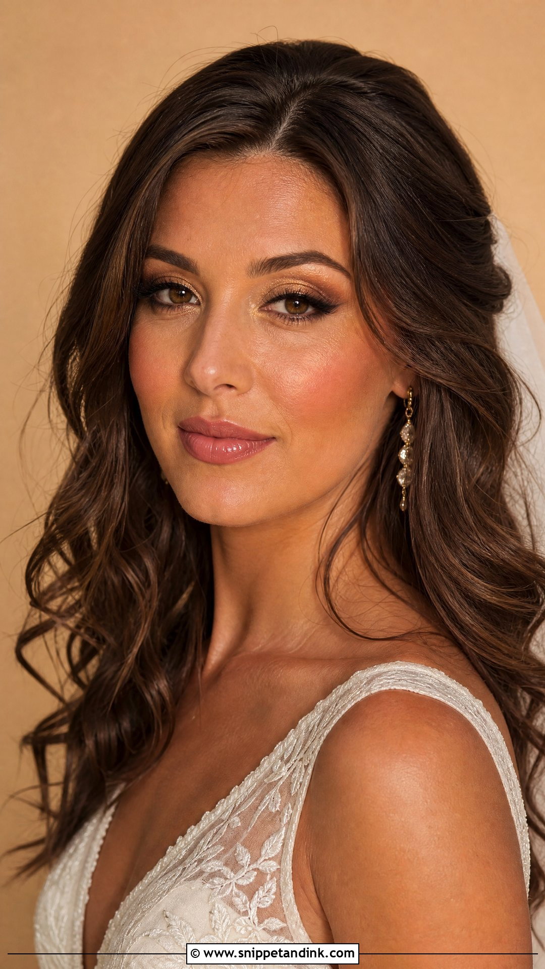 Gold Boho Bridal Makeup For Brunettes - Snippet and Ink - 20 Boho Wedding Makeup Brunette Ideas
