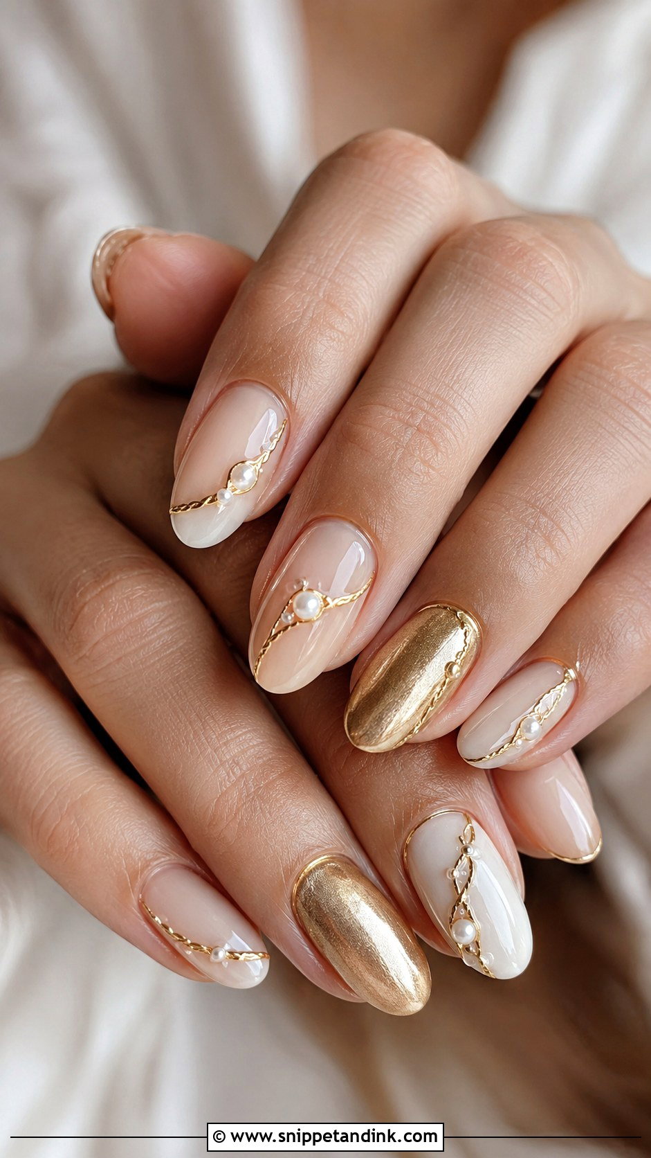 Gold Braid Wedding Nails - Snippet and Ink - 20 Braid Wedding Nails