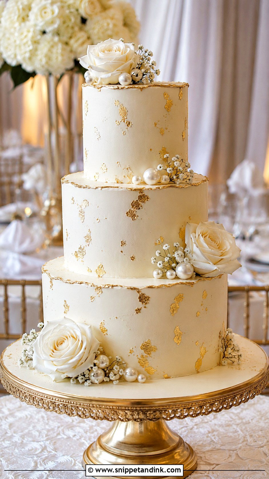 Gold Bridal Cake - Snippet and Ink - 20 Bridal Cakes