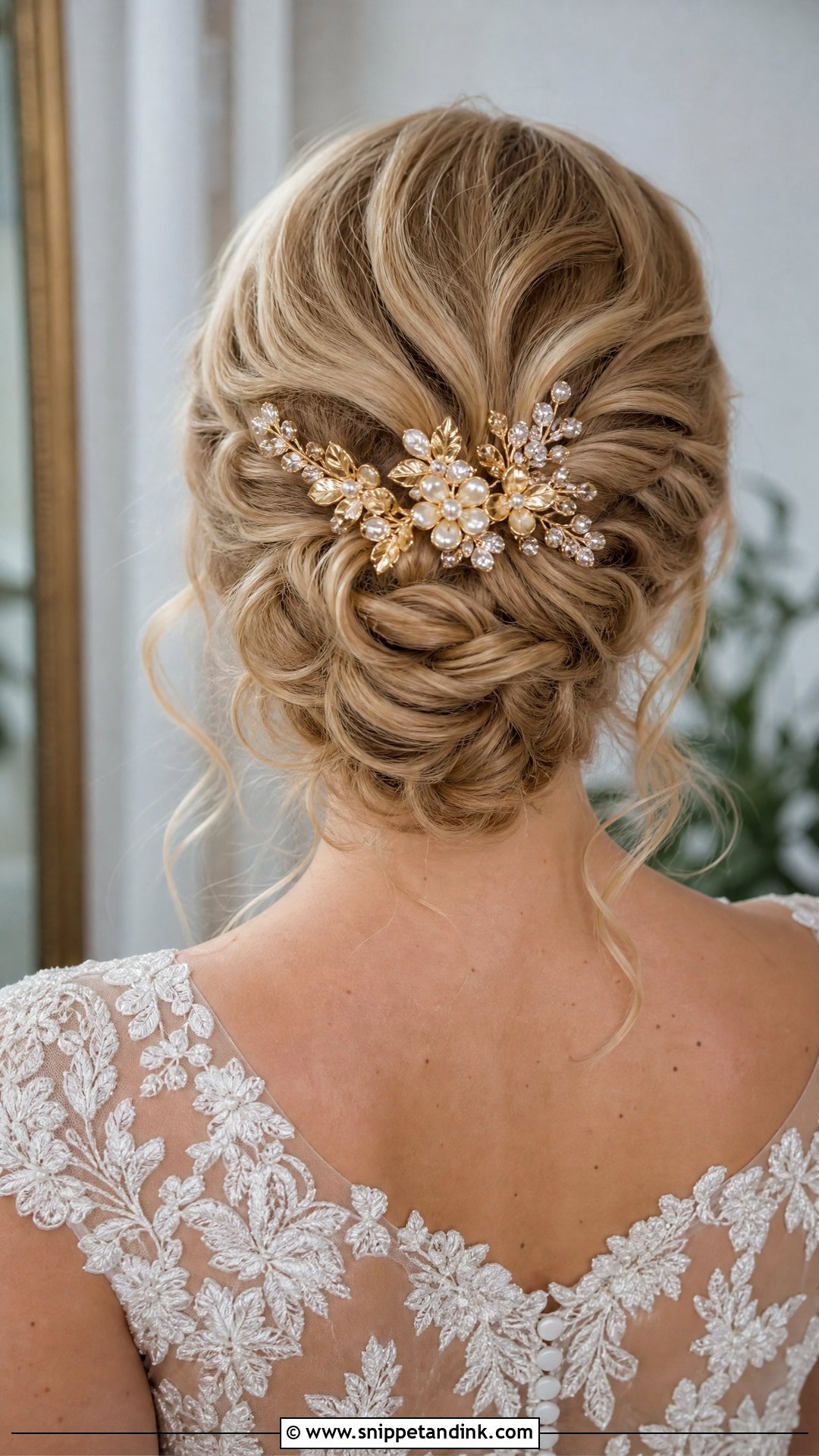 Gold Bridal Floral Hair Piece - Snippet and Ink - 15 Gold Bridal Hair Accessories