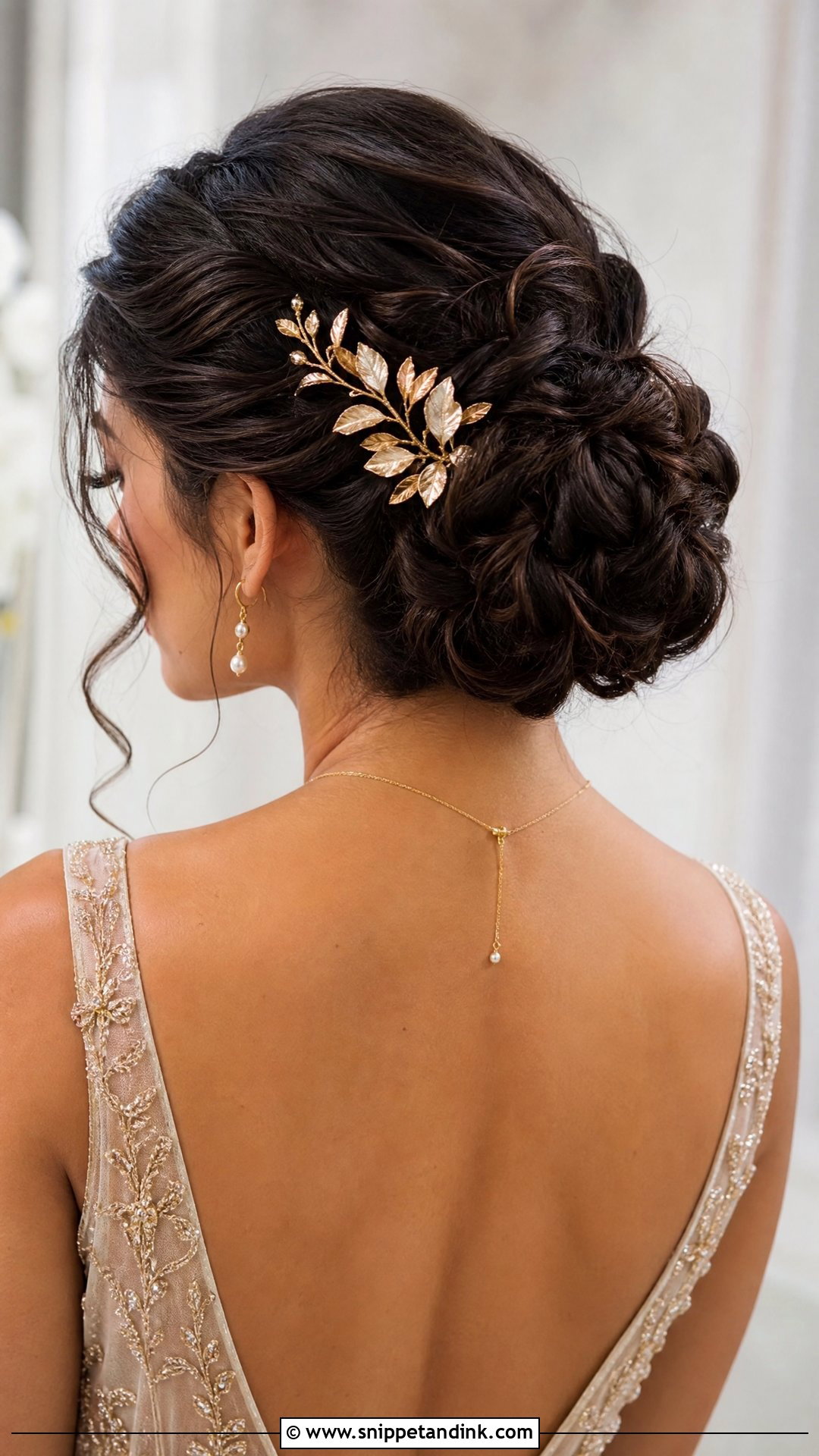 Gold Bridal Hair Comb With Textured Chignon - Snippet and Ink - 15 Bridal Hair Combs