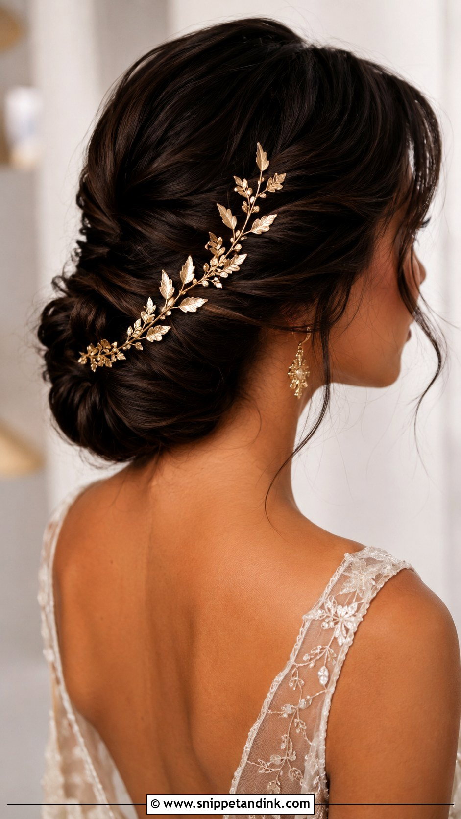 Gold Bridal Headpiece With Textured Chignon - Snippet and Ink - 15 Wedding Hair Clips Bridal Headpieces
