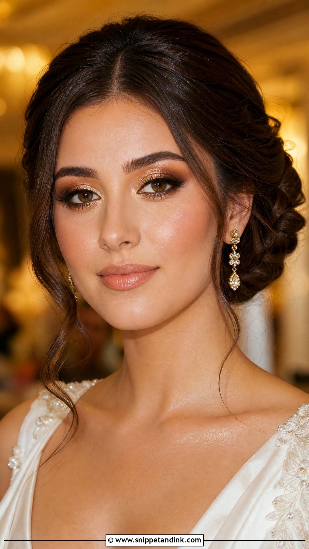 Gold Bridal Makeup For Brown Eyes - Snippet and Ink - 20 Glam Bride Makeup for Brown Eyes