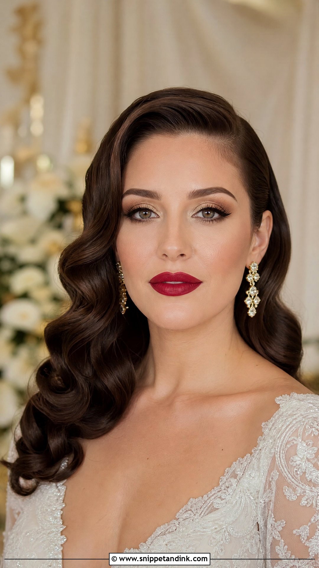 Gold Bridal Makeup With Red Lip - Snippet and Ink - 20 Gold Wedding Makeup Brides