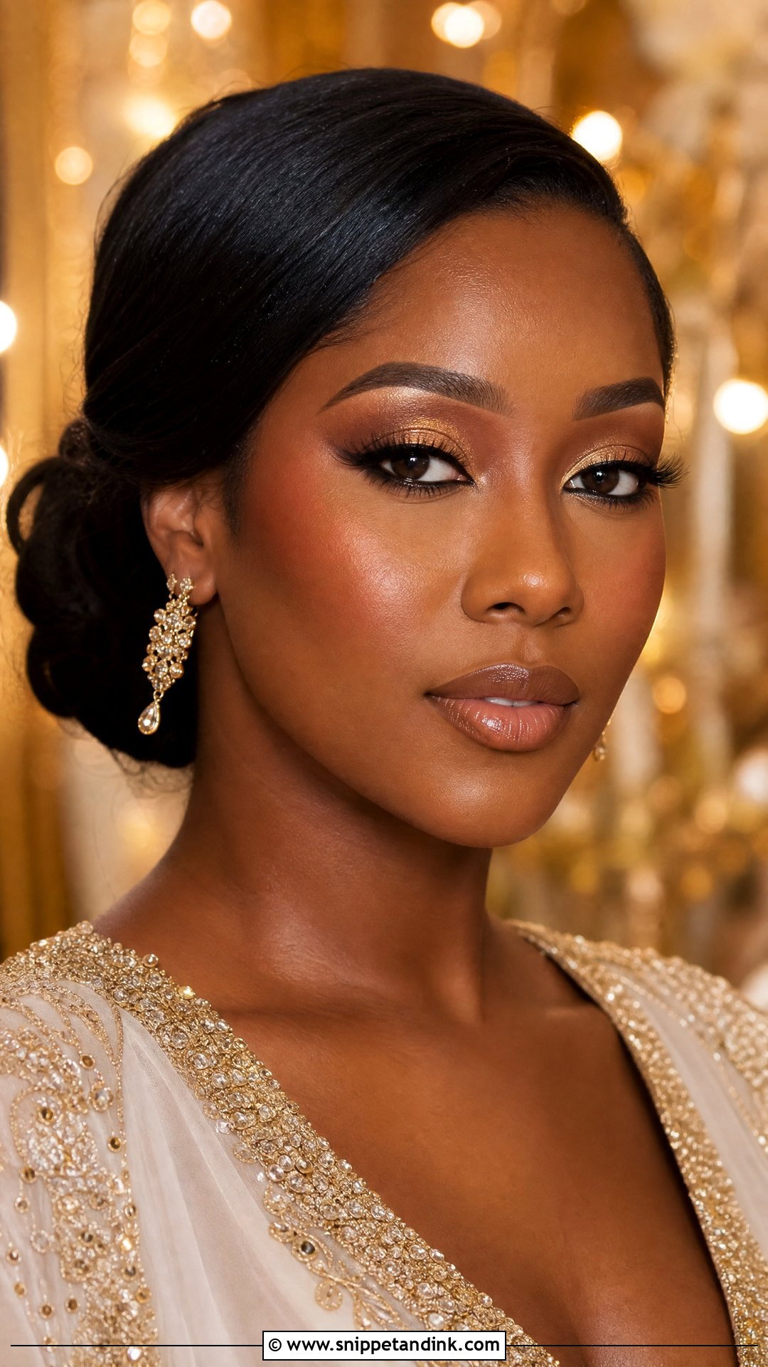 Gold Bridal Makeup for Black Women - Snippet and Ink - 20 Bridal Makeup for Black Women