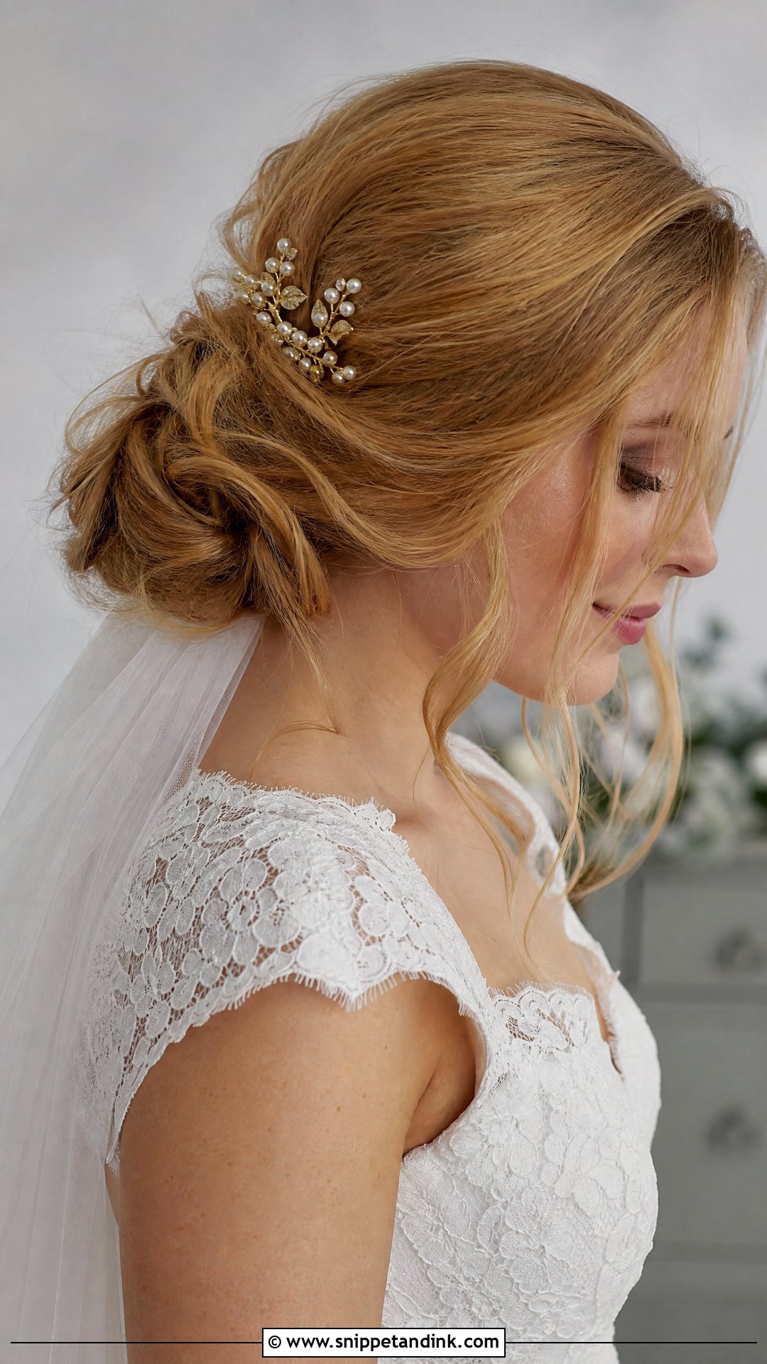 Gold Bridal Pearl Hair Piece - Snippet and Ink - 15 Gold Bridal Hair Accessories