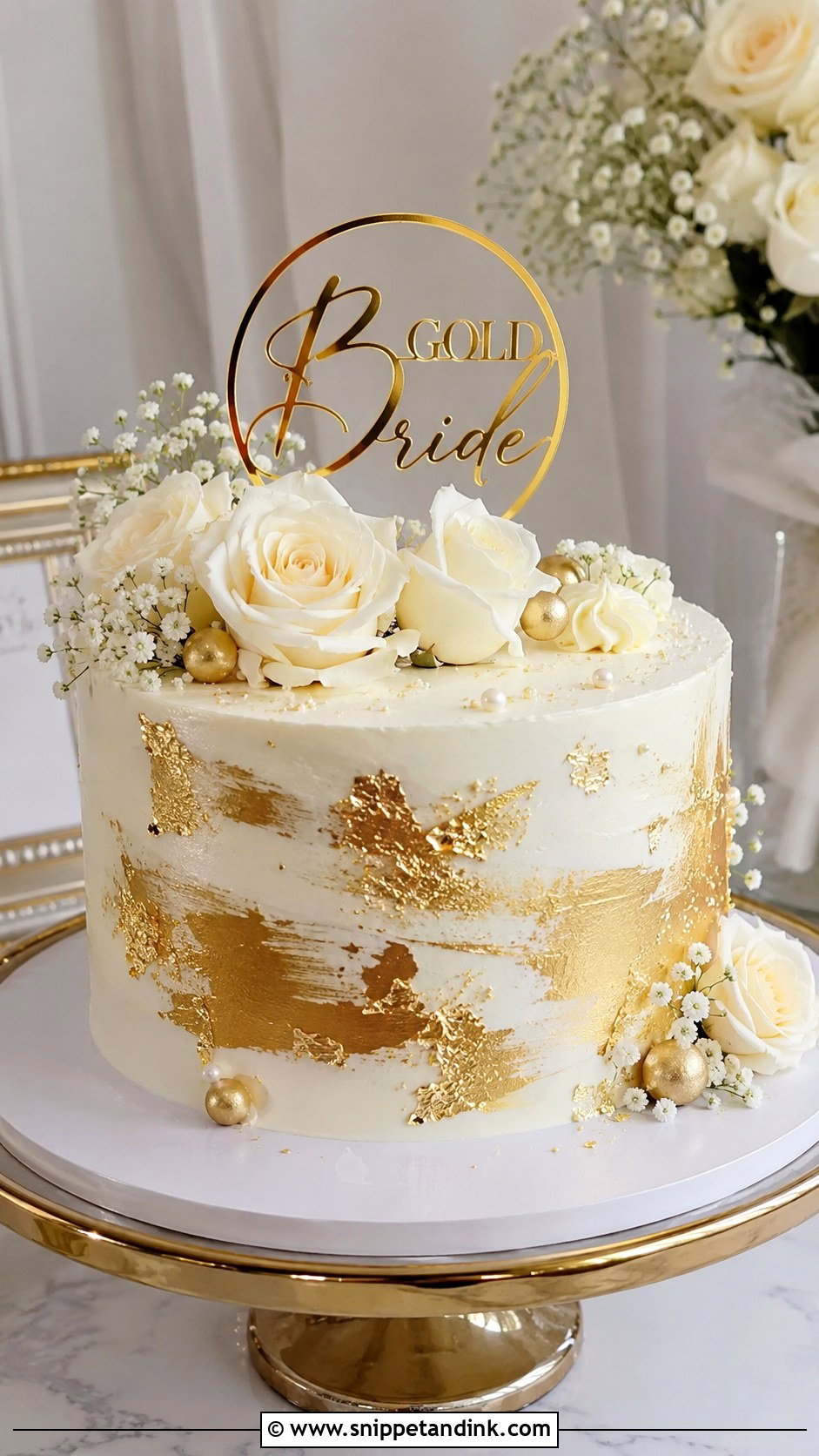 Gold Bride Cake - Snippet and Ink - 20 Bride Cake Ideas
