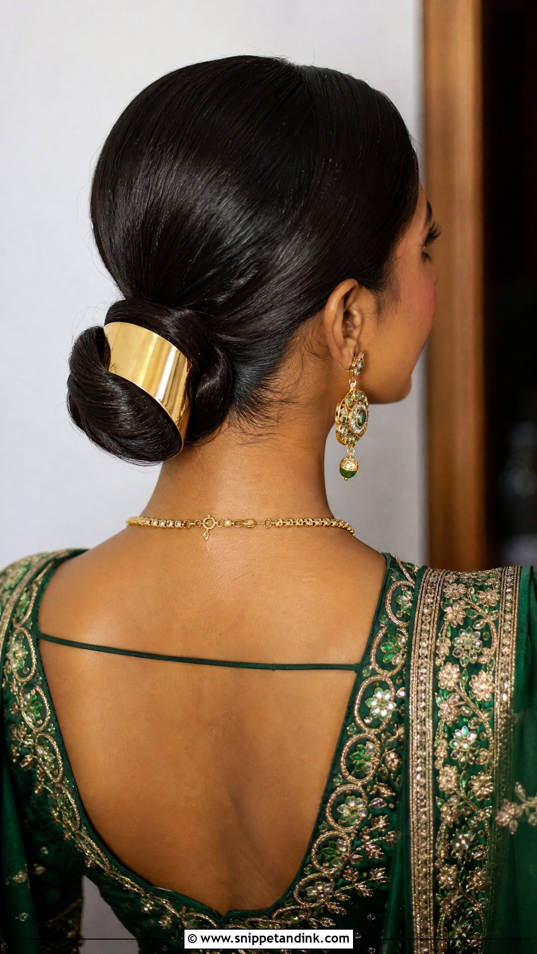 Gold Bun Cuff Bridal Updo - Snippet and Ink - 15 Hair Accessories for Women Indian Wedding Ideas