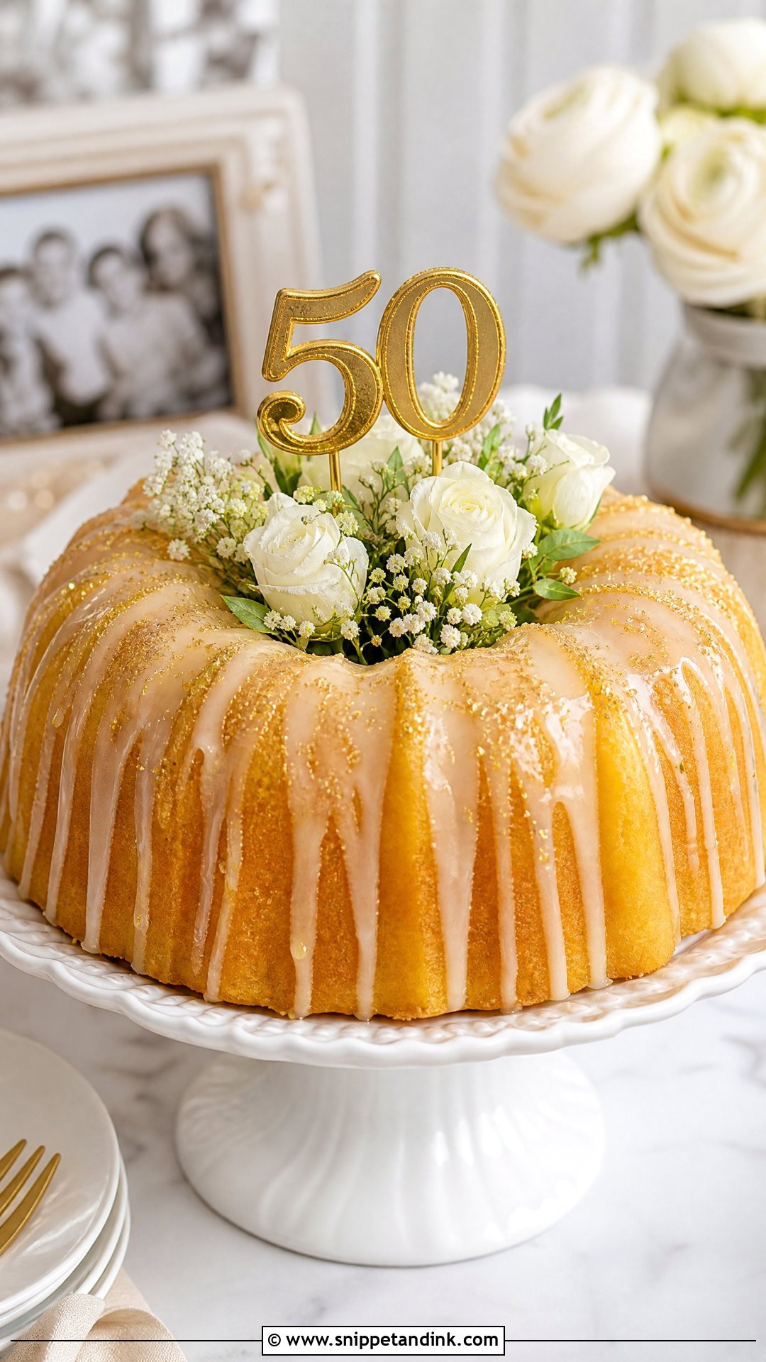 Gold Bundt Anniversary Cake - Snippet and Ink - 25 Golden Wedding Anniversary Cake Ideas