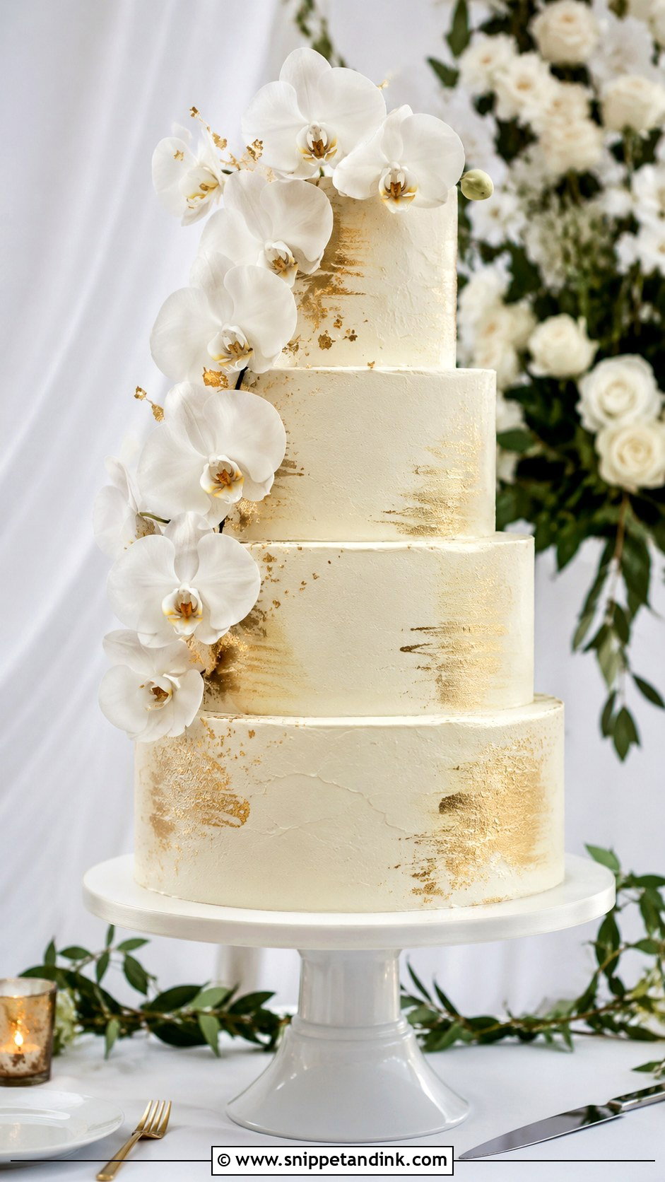 Gold Buttercream 4 Tier Wedding Cake - Snippet and Ink - 25 Elegant Gold 4 Tier Wedding Cake Ideas