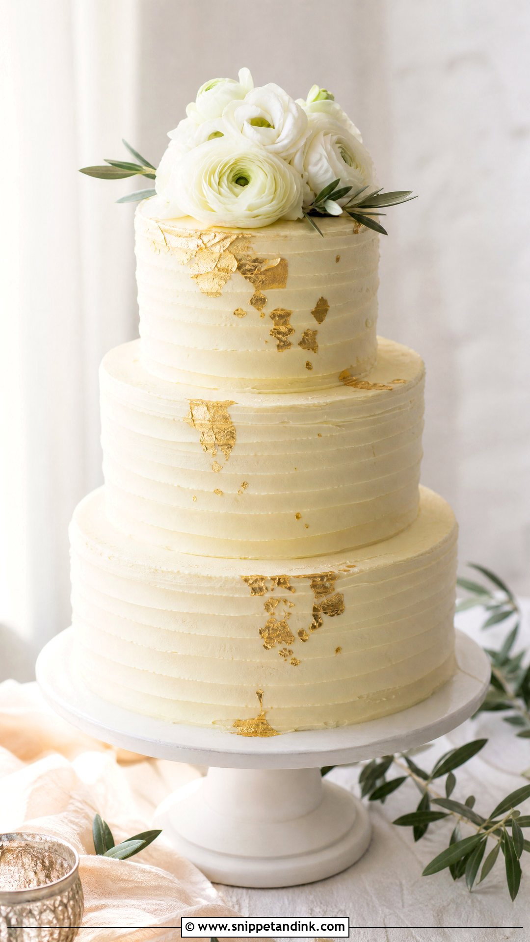 Gold Buttercream Wedding Cake - Snippet and Ink - 35 Gold Cake Ideas for Wedding