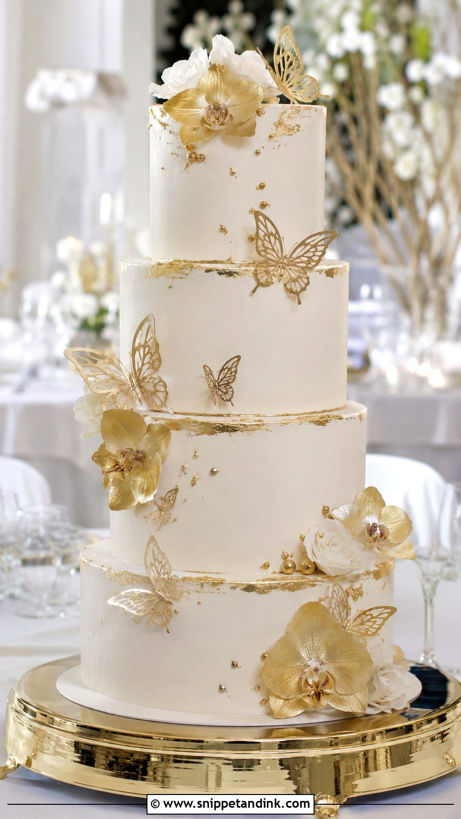 Gold Butterfly Wedding Cake - Snippet and Ink - 20 Cake Ideas with Butterfly for Wedding