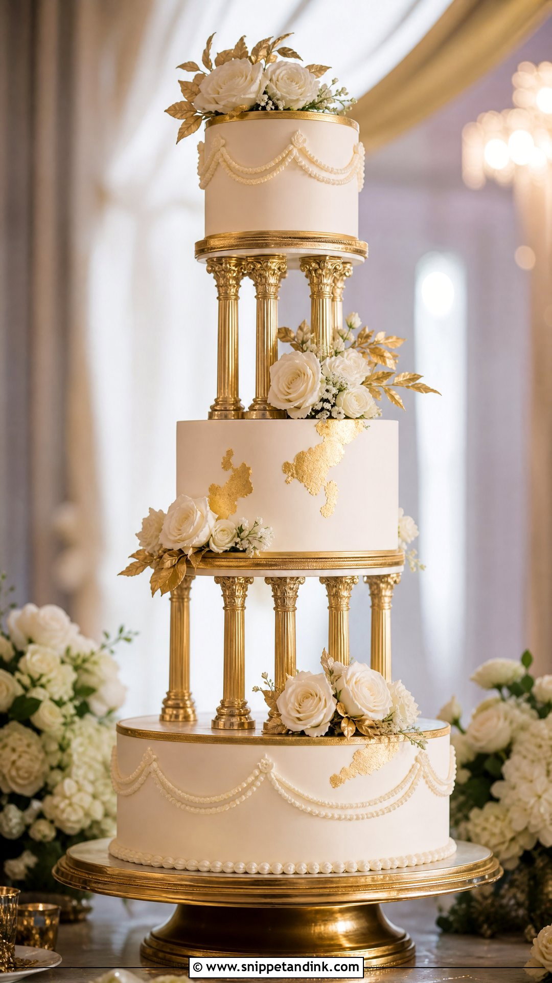 Gold Carousel Wedding Cake - Snippet and Ink - 30 Carousel Cake Ideas for Wedding