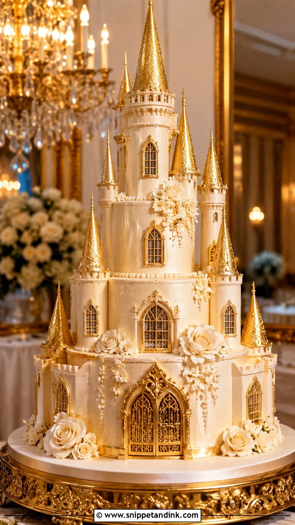 Gold Castle Wedding Cake - Snippet and Ink - 20 Castle Cakes for Wedding
