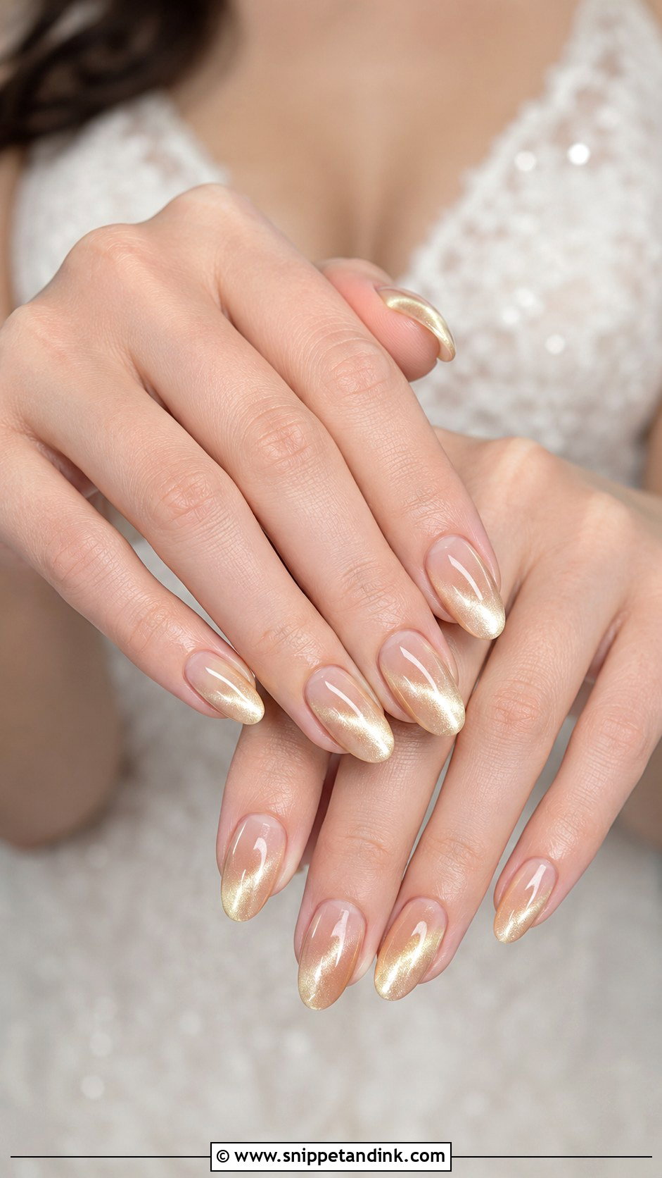 Gold Cat Eye Wedding Nails - Snippet and Ink - 20 Golden Wedding Nails