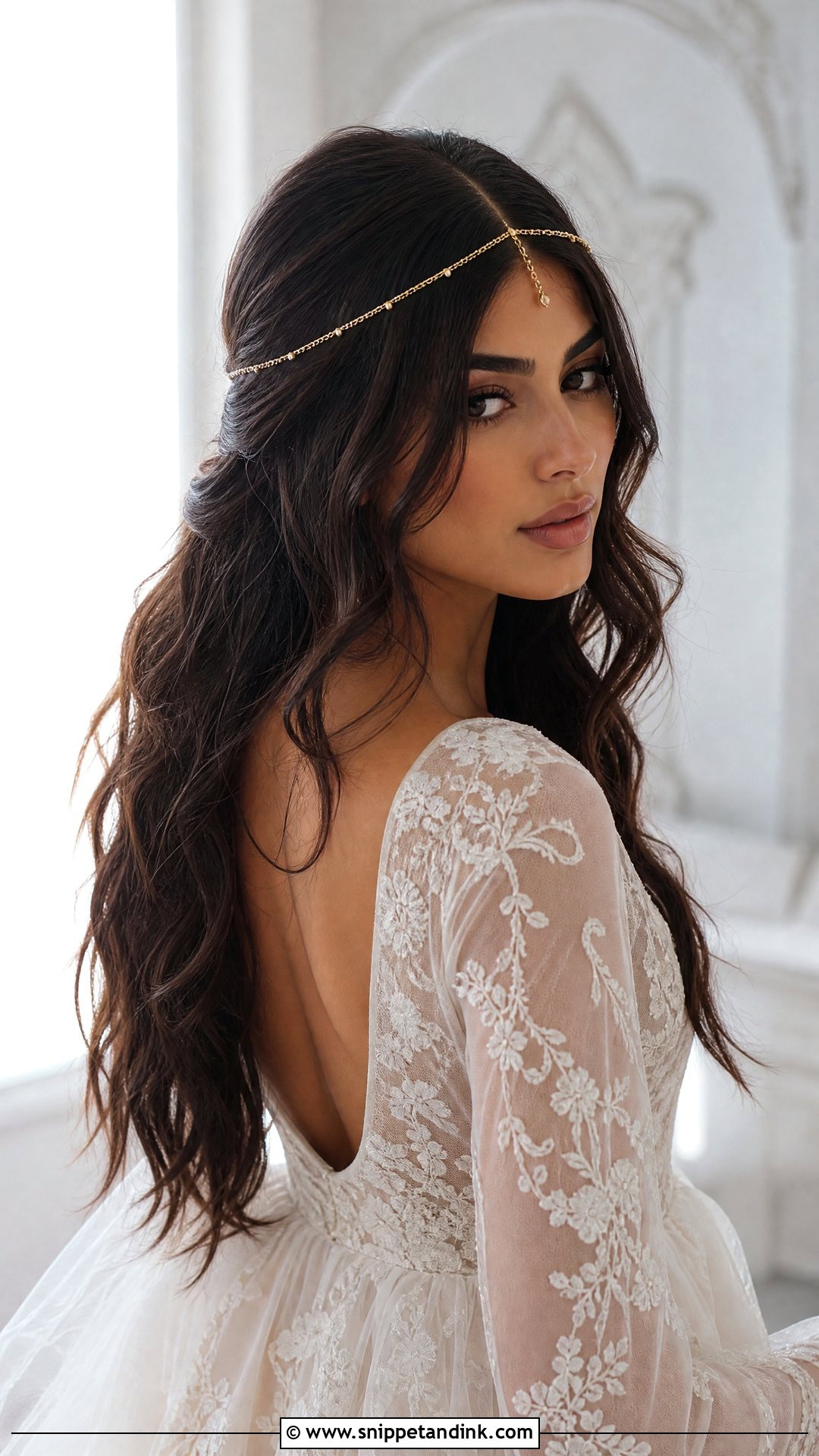 Gold Chain Headpiece With Boho Waves - Snippet and Ink - 15 Gold Hair Accessories Wedding Ideas