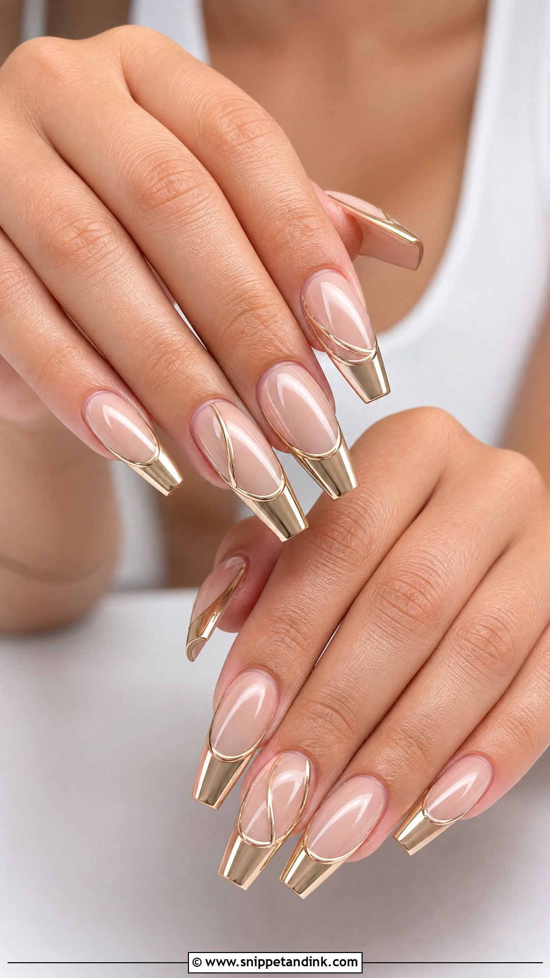 Gold Chrome Bachelorette Nails - Snippet and Ink - 35 Bachelorette Nails