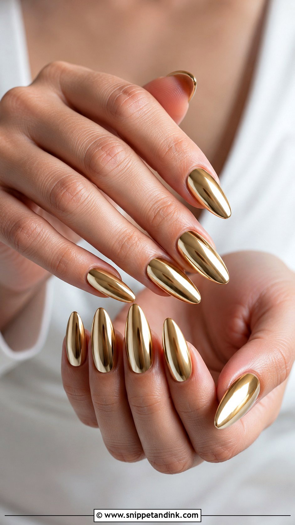 Gold Chrome Bridal Nails - Snippet and Ink - 20 Gold Bridal Nails
