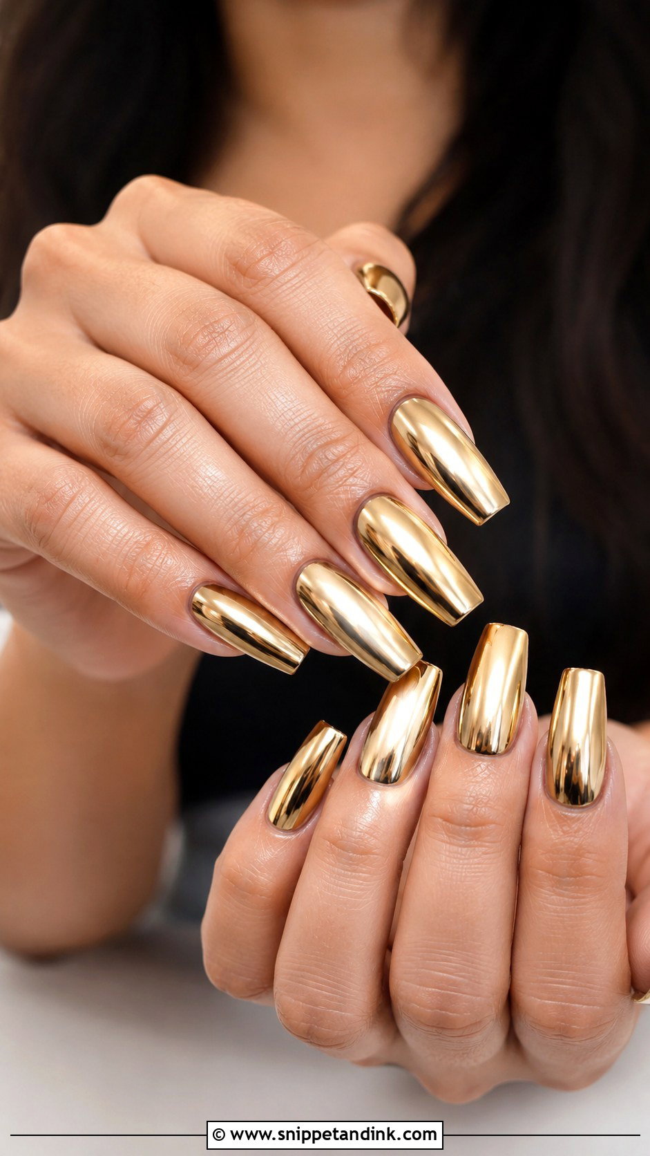 Gold Chrome Bridal Nails - Snippet and Ink - 30 Bridal Nail Art Indian Ideas