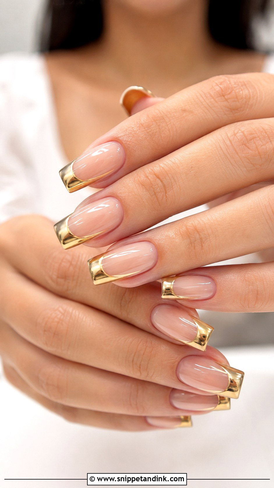 Gold Chrome Bridal Nails - Snippet and Ink - 20 Bridal Chrome Nails