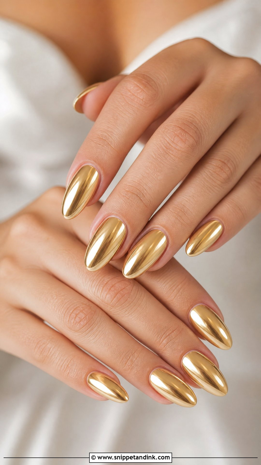 Gold Chrome Bride Nails - Snippet and Ink - 25 Elegant Gold Bride Wedding Nails