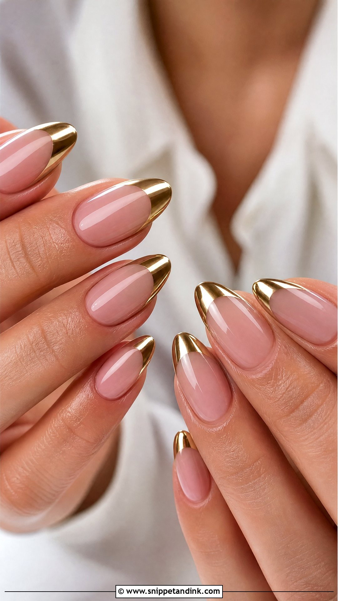 Gold Chrome French Wedding Nails - Snippet and Ink - 25 Gold Wedding Nails