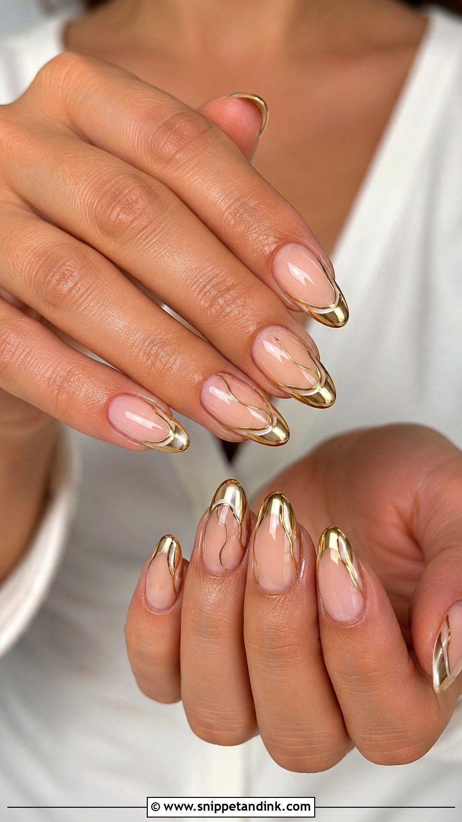 Gold Chrome Hens Party Nails - Snippet and Ink - 20 Hens Party Nails