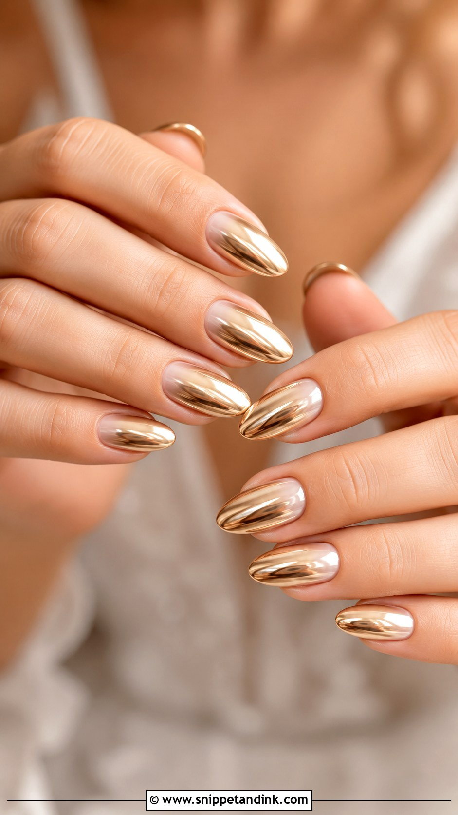 Gold Chrome Wedding Nails - Snippet and Ink - 20 Golden Wedding Nails