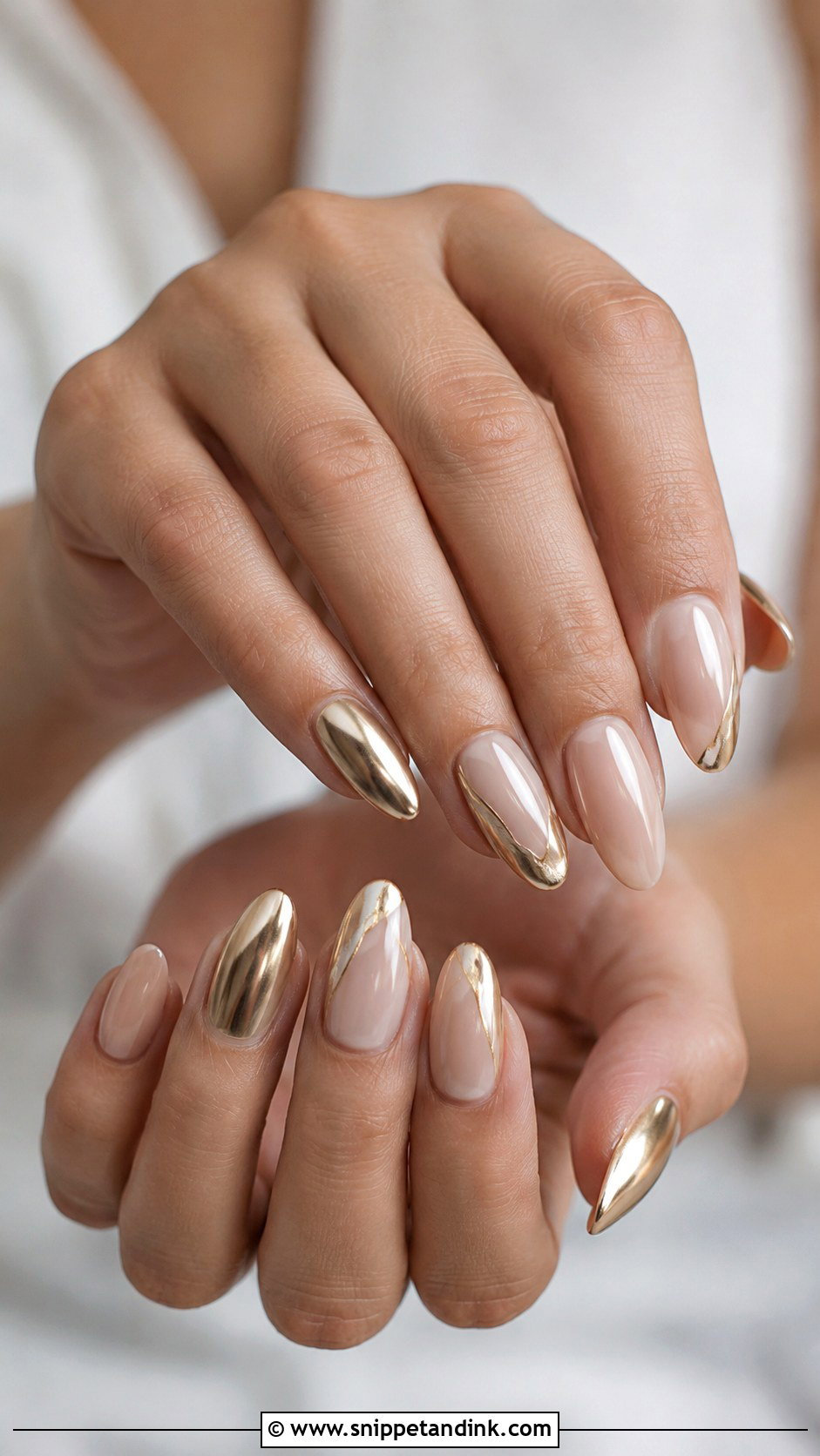Gold Chrome Wedding Nails - Snippet and Ink - 20 Chrome Nails for Wedding
