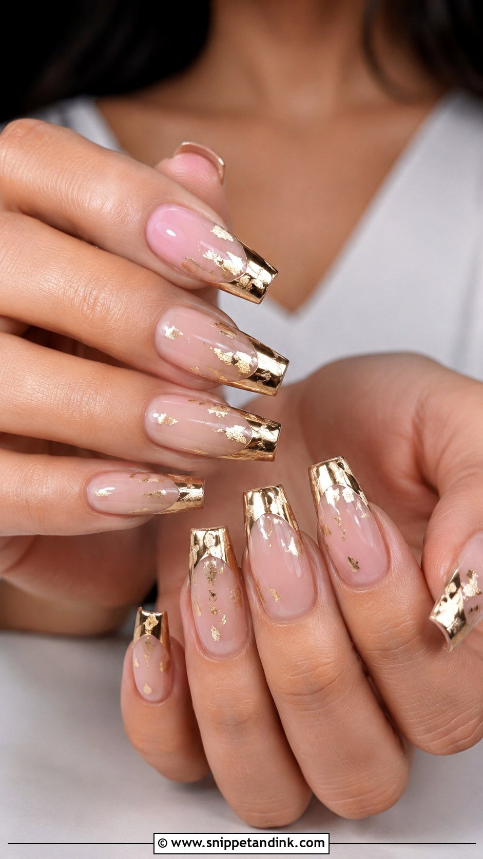 Gold Coffin Wedding Nails - Snippet and Ink - 20 Gold Wedding Nails for Bride