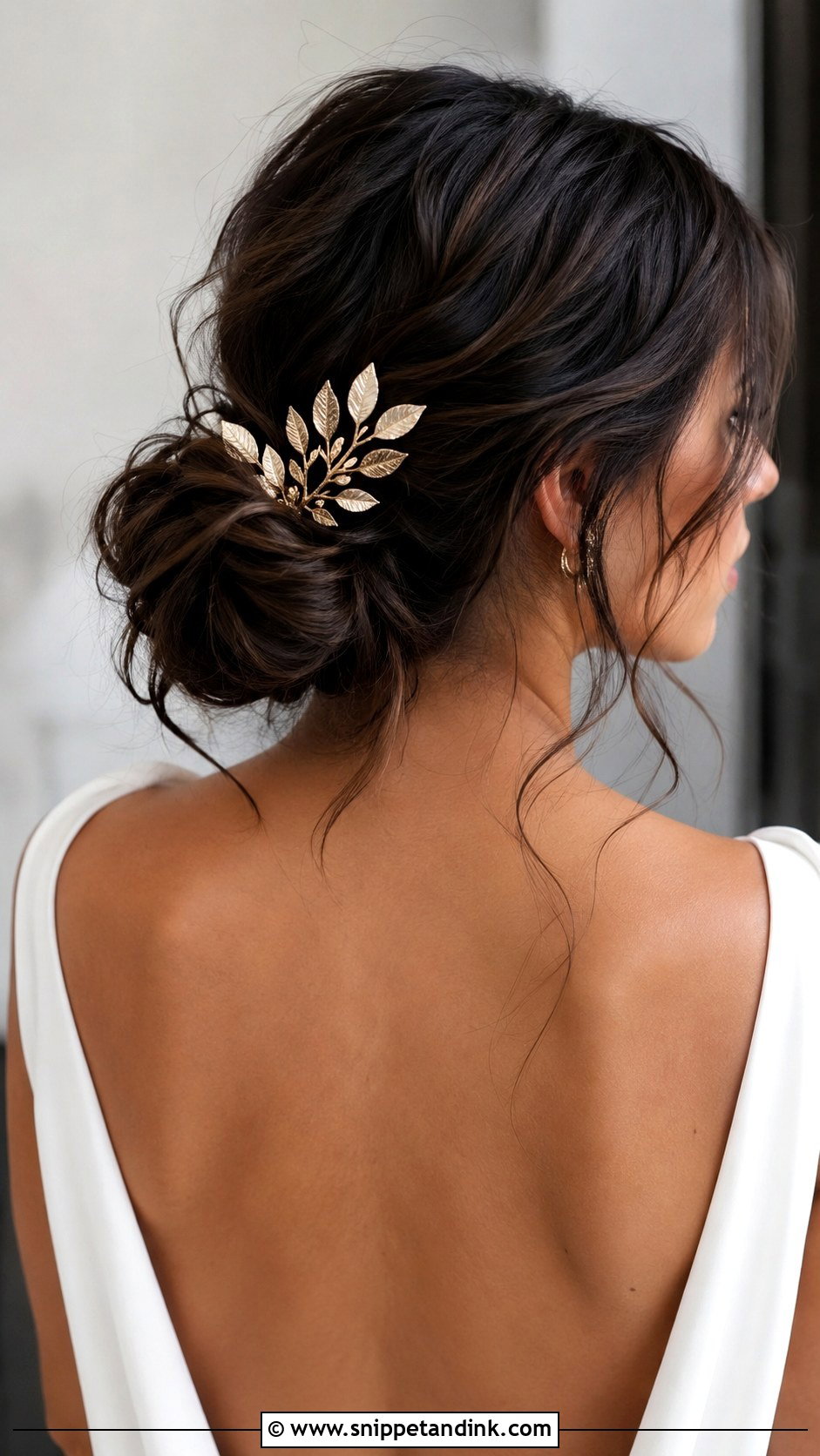 Gold Comb With Textured Bun - Snippet and Ink - 20 Bridal Hair Comb Ideas